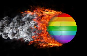 Concept of speed - Flag with a trail of fire and smoke - Rainbow flag