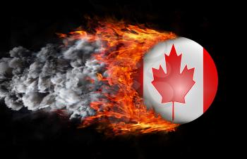 Concept of speed - Flag with a trail of fire and smoke - Canada