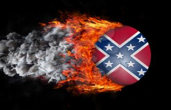 Concept of speed - Flag with a trail of fire and smoke - Confederate flag