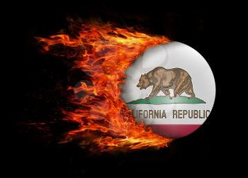 Concept of speed - US state flag with a trail of fire - California