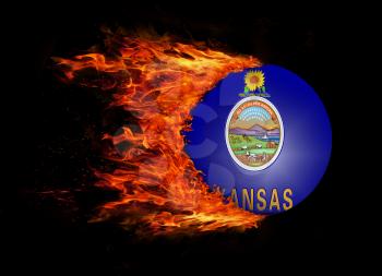 Concept of speed - US state flag with a trail of fire - Kansas