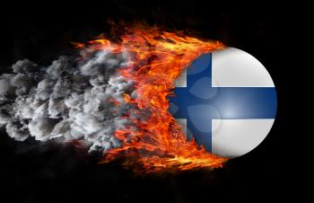 Concept of speed - Flag with a trail of fire and smoke - Finland