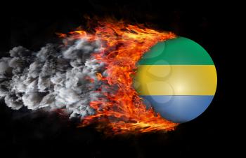 Concept of speed - Flag with a trail of fire and smoke - Gabon