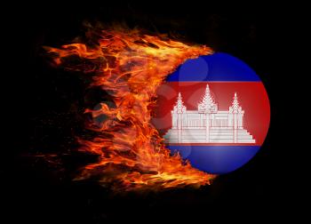 Concept of speed - Flag with a trail of fire - Cambodia
