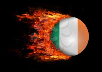Concept of speed - Flag with a trail of fire - Ireland