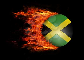 Concept of speed - Flag with a trail of fire - Jamaica