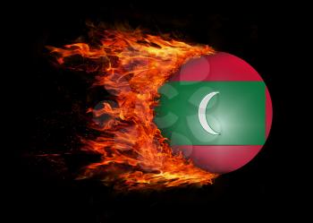 Concept of speed - Flag with a trail of fire - Maldives