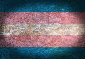 Old rusty metal sign with a flag - Trans Pride