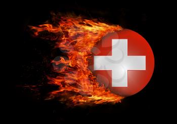 Concept of speed - Flag with a trail of fire - Switzerland