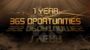 Gold quote with mystic background - 1 year, 365 opportunities