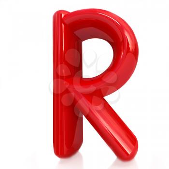 Alphabet on white background. Letter R on a white background