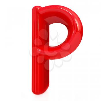 Alphabet on white background. Letter P on a white background