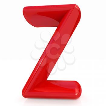 Alphabet on white background. Letter Z on a white background