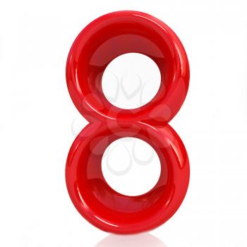 Number 8- eight on white background. 