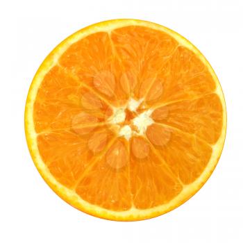 half oranges on a white background