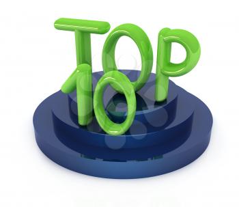 Top ten icon on white background. 3d rendered image