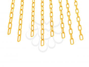 gold chains on white background - 3d illustration