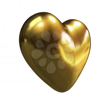 3d glossy metall heart isolated on white background
