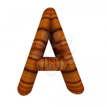 Wooden Alphabet. Letter A on a white background