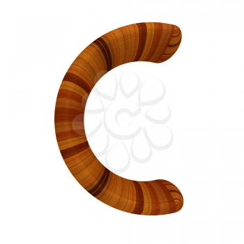 Wooden Alphabet. Letter C on a white background