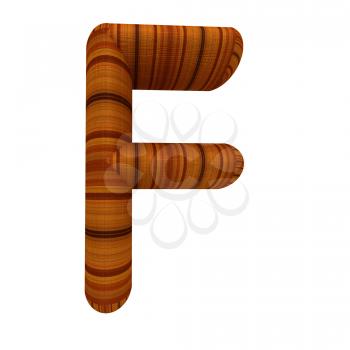 Wooden Alphabet. Letter F on a white background