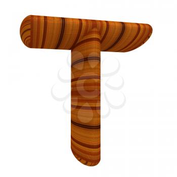 Wooden Alphabet. Letter T on a white background