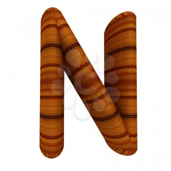 Wooden Alphabet. Letter N on a white background