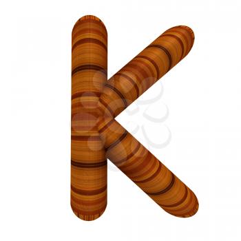 Wooden Alphabet. Letter K on a white background