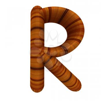 Wooden Alphabet. Letter R on a white background