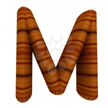 Wooden Alphabet. Letter M on a white background