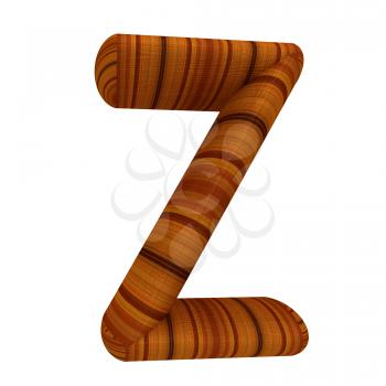 Wooden Alphabet. Letter Z on a white background