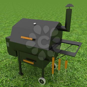 oven barbecue grill on the green grass