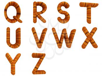 Wooden Alphabet set on a white background
