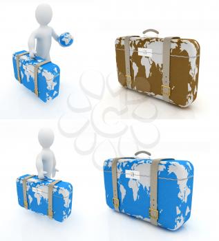Suitcase for travel set on a white background
