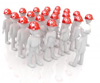 3d mans in a hard hat on a white background