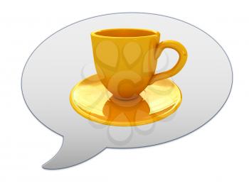 messenger window icon. Coffee cup on saucer
