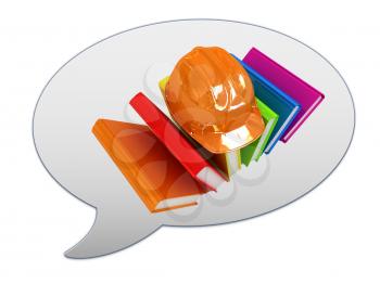 messenger window icon and Hard hat on a colorful books 