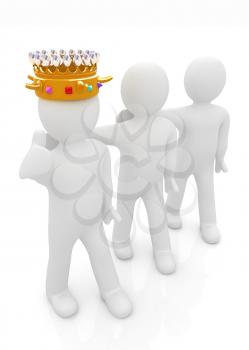 3d people - man, person with a golden crown and 3d man