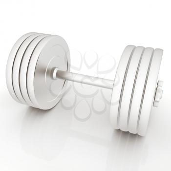 Metalll dumbbell on a white background
