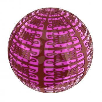 Arabic abstract glossy dark red geometric sphere and pink sphere inside