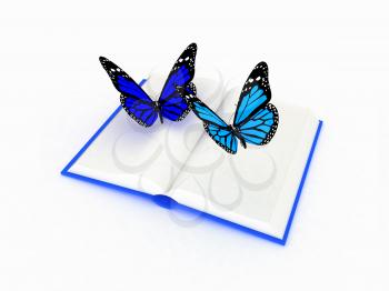 butterfly on a book on a white background