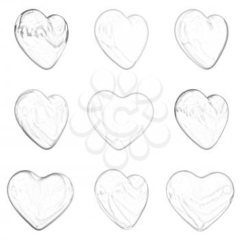 Gold hearts set for wedding design on a white background