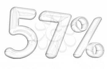 3d red 57 - fifty seven percent on a white background