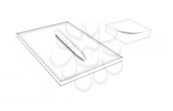notepad with pen on a white