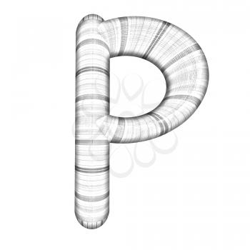 Wooden Alphabet. Letter P on a white background