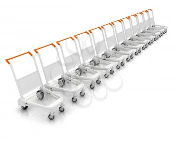 Trolleys for luggages at the airport 