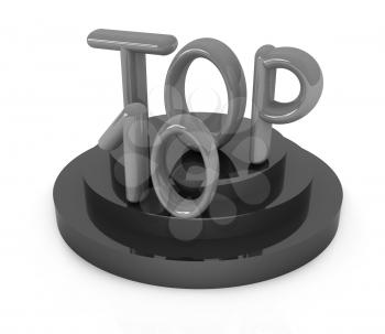 Top ten icon on white background. 3d rendered image