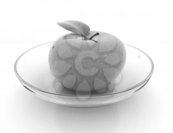 apple on a plate on a white background