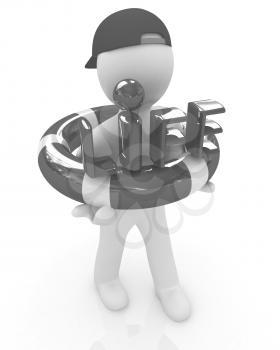 Concept of life-saving with 3d man.3d illustration 
