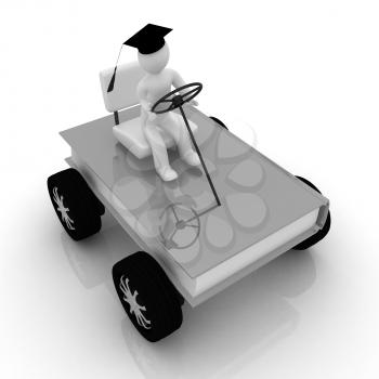 on race cars in the world of knowledge. The concept of rapid learning on a white background